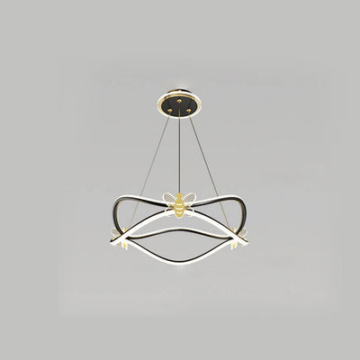 Modern Minimalist Wave Iron 3/4-Light LED Island Light Chandelier