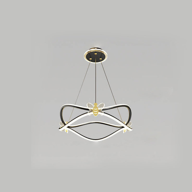 Modern Minimalist Wave Iron 3/4-Light LED Island Light Chandelier