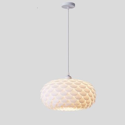 Moderne, minimalistische, cremefarbene, runde Kuppel-Pendelleuchte mit 1 Licht 
