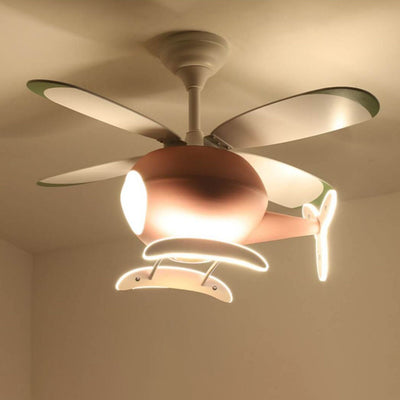 Simple Cartoon Aircraft LED Downrods Ceiling Fan Light