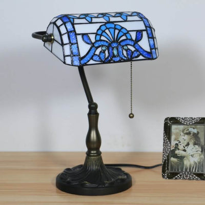 Tiffany Baroque Stained Glass 1-Light Bank Zipper Table Lamp