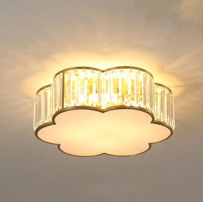 Modern Luxury Crystal Gold Geometric Shape 4/5 Light Semi- Flush Mount Ceiling Light