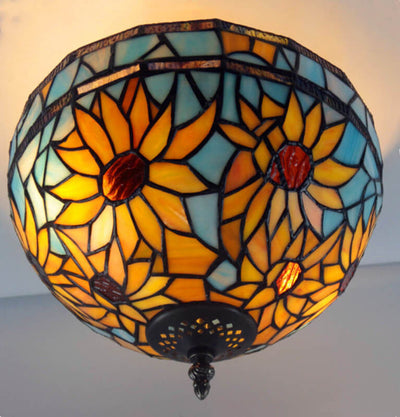 Europäische Vintage Tiffany 2-Licht Unterputzbeleuchtung 