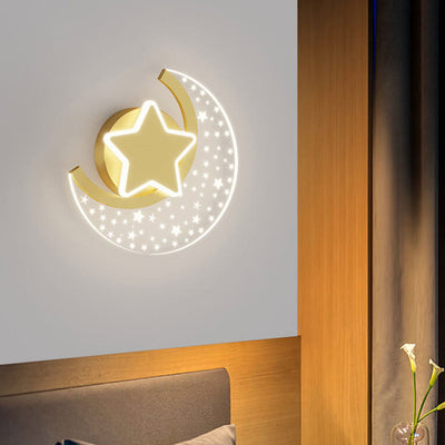 Modern Simple Cartoon Star Moon Design LED Wall Sconce Lamp