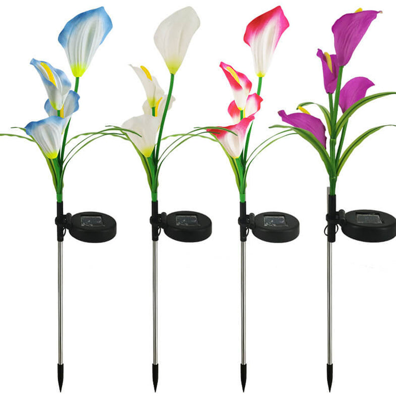 Moderne Solarpferdeschuhblume Bunte 4 LED Outdoor Garten Bodenstecker Landschaftslicht 
