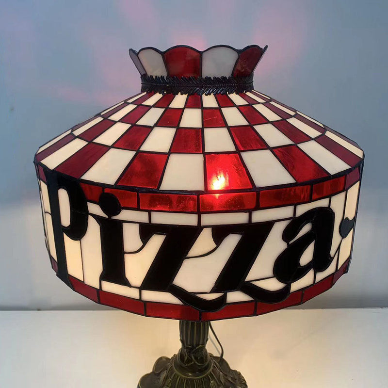 Tiffany Pizza Stained Glass Cone 1-Light Table Lamp