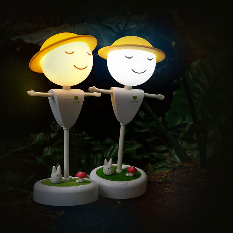 Dessin animé épouvantail visage souriant USB charge LED veilleuse lampe de table 