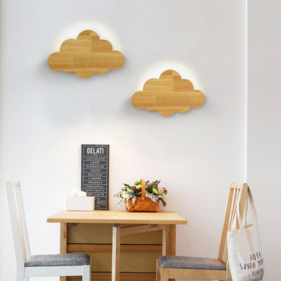 Nordic Minimalist Creative Cloud Wood 1-Light Wall Sconce Lamp