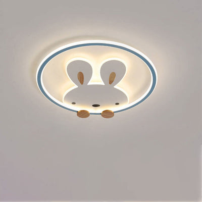 Childlike Modern Simple Cartoon Rabbit Design LED Flush Mount Light