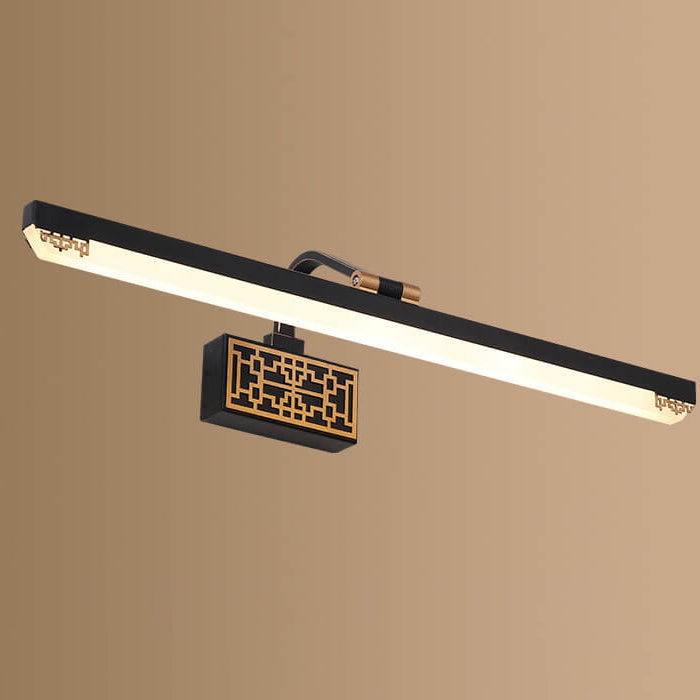 Retro Chinese Iron Bar Rotating LED Mirror Front Wall Sconce Lamp