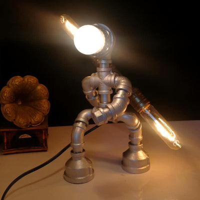 Vintage Steampunk Plumbing Robot Decor 1-Light Table Lamp