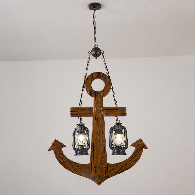 Candelabro de isla de 2 luces con ancla de barco industrial retro 