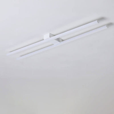 Modern Minimalist Geometric Dual Straight Line LED Semi-Flush Mount Ceiling Light For Hallway