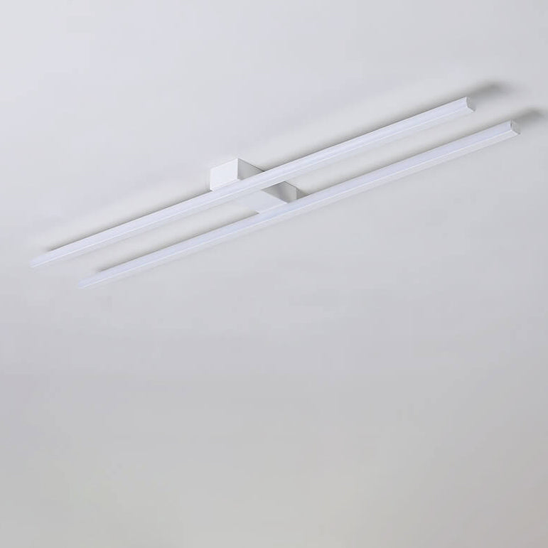 Modern Minimalist Geometric Dual Straight Line LED Semi-Flush Mount Ceiling Light For Hallway