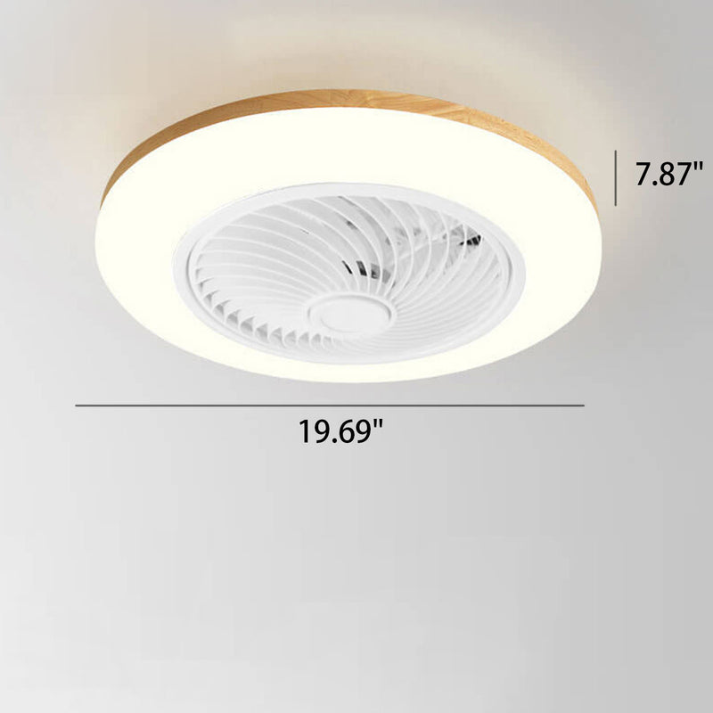 مروحة سقف بإضاءة LED هندسية خشبية عصرية بسيطة 