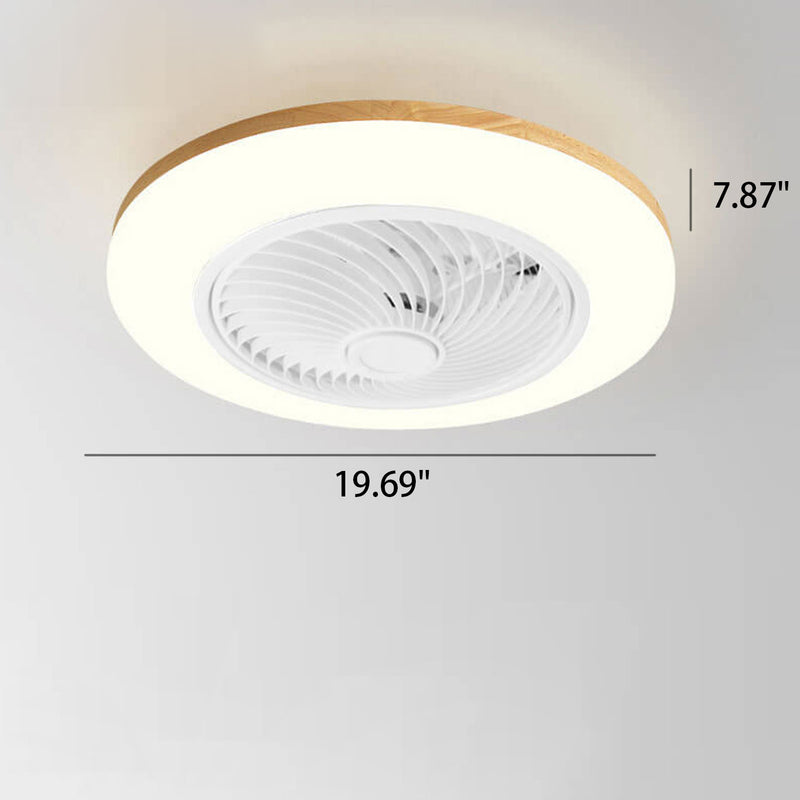 Moderne, minimalistische, geometrische LED-Deckenventilatorleuchte aus Holz für die bündige Montage