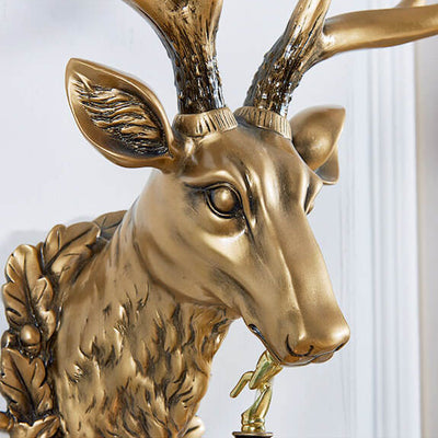 Applique murale européenne rétro à tête de cerf en résine à 1 lumière 