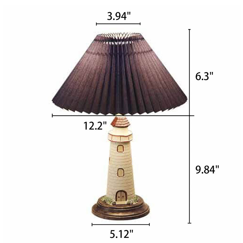 Creative Mediterranean Pleated Lampshade Lighthouse Base 1-Light Table Lamp