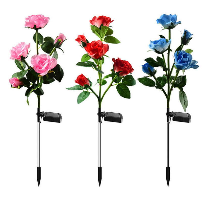 Modern Solar Rose Bouquet 5 Head LED Outdoor Garden Decorative Ground Insert Landscape Light