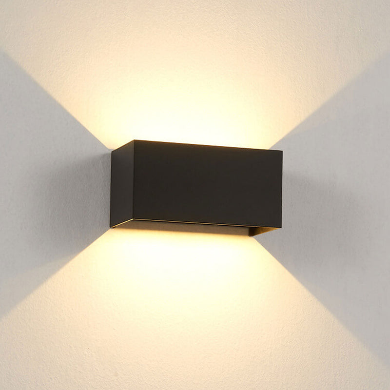 Modern Outdoor Waterproof Rectangular LED Up and Down Illuminated Outdoor Wall Sconce Lamp