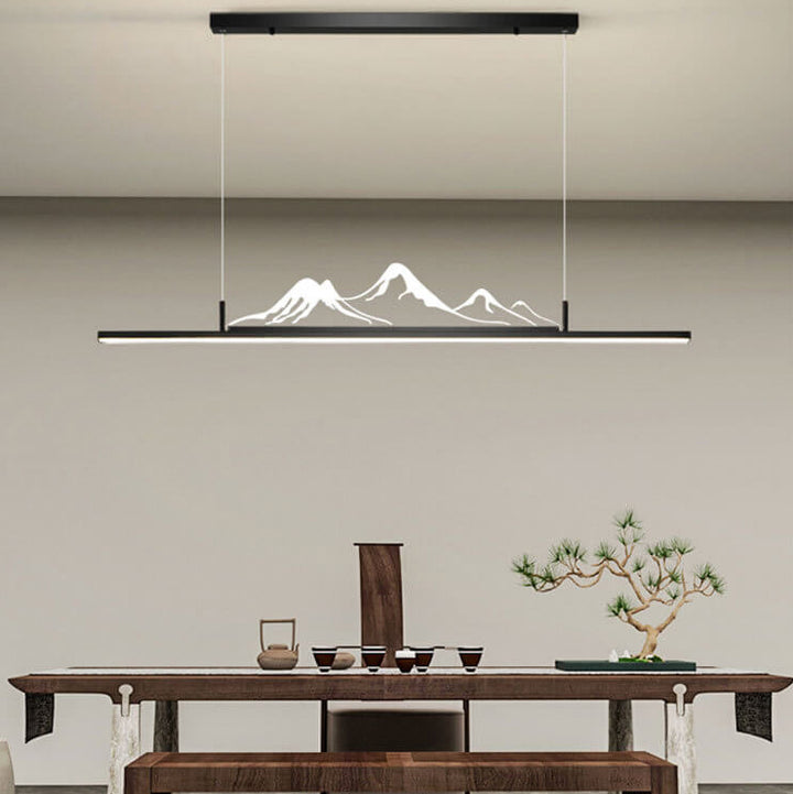 Lustre LED décoratif à longue bande de Style chinois rétro, Design de pic de montagne 