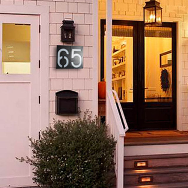Moderne minimalistische rechteckige LED-Solar-Türschild-Wandleuchte aus ABS und PC für den Außenbereich, digitale Dekoration für Terrasse 