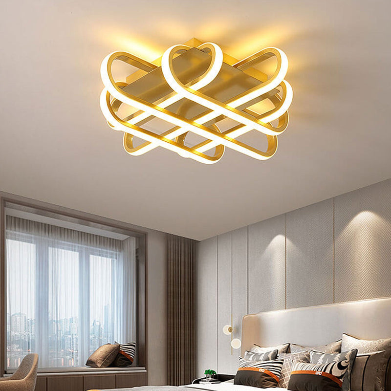 Modern Minimalist Braided Rectangle LED Flush Mount Ceiling Light