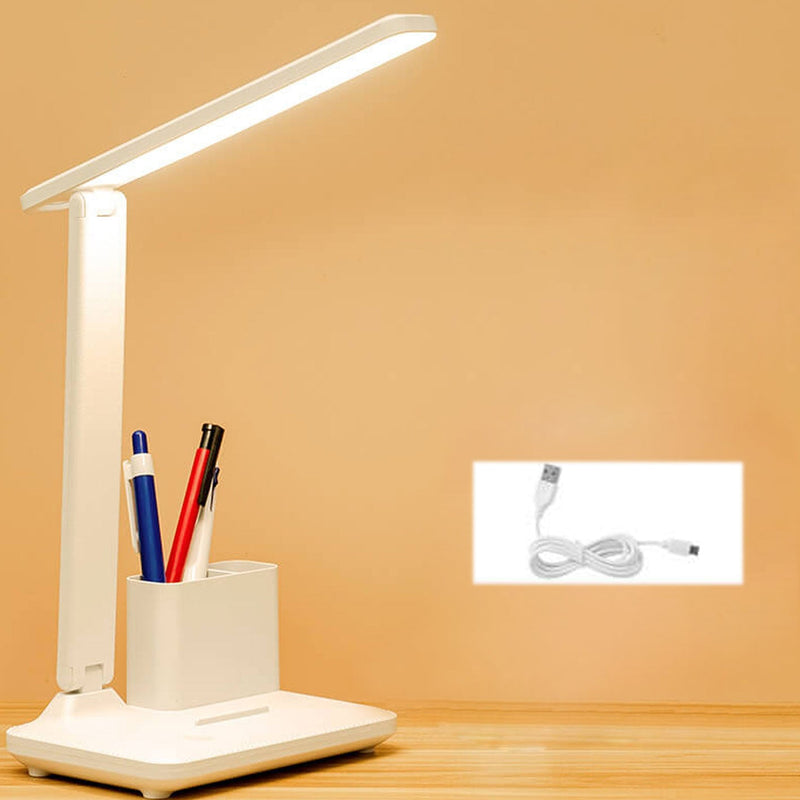 Lampe de bureau LED de lecture avec protection des yeux USB et porte-stylo pliable simple 