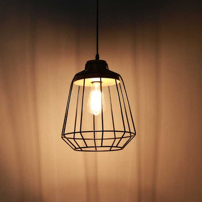 Industrial Retro Black Cage Metal 1-Light Pendant Light