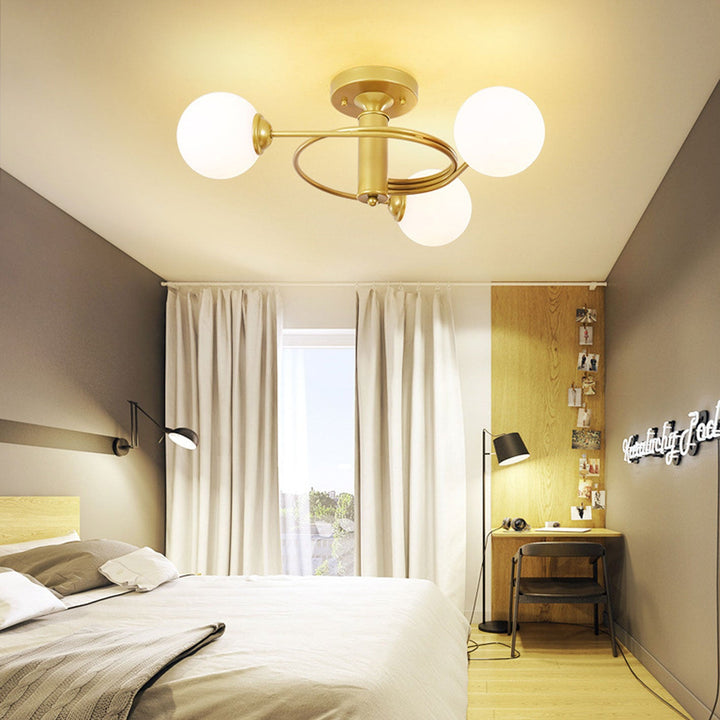 Nordic Light Luxus Glasball Spiral Design 3/5 Licht Semi-Flush Mount Deckenleuchte 