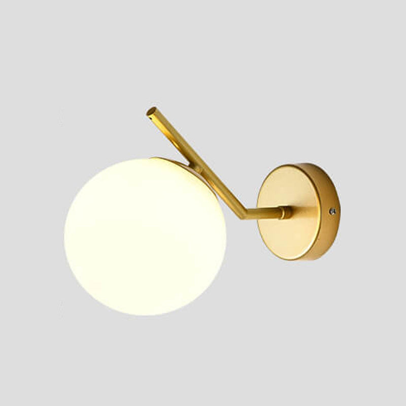 Nordic Minimalist Glass Ball Curve Lamp Arm 1-Light Wall Sconce