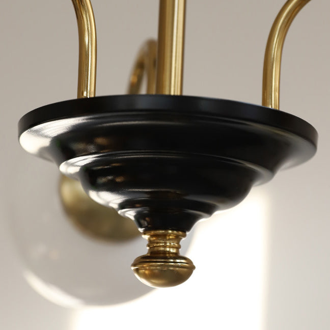 Lustre en verre cuivre traditionnel français Orb 3/4/5 lumières pour salon 