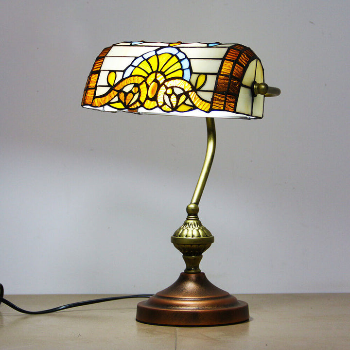 Europäische Tiffany Vintage Bankglas-Hardware 1-Licht Tischlampe 
