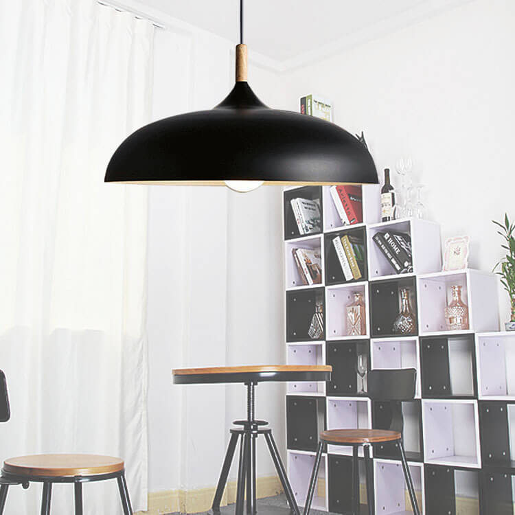 Wrought Iron Pot Lid 1-Light Adjustable Length Dome Pendant Light
