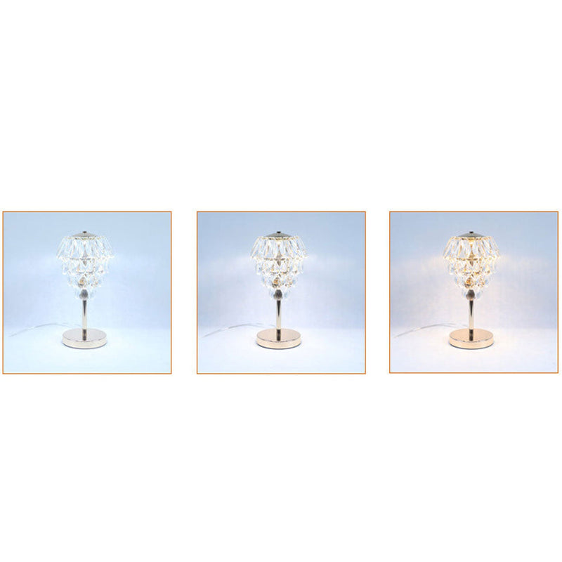 Modern Luxury Crystal Floral Gold Metal LED Table Lamp