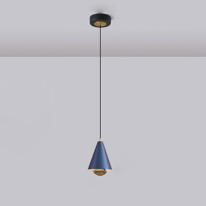 Modern Minimalist Solid Color Free Lift Conical 1-Light Pendant Light