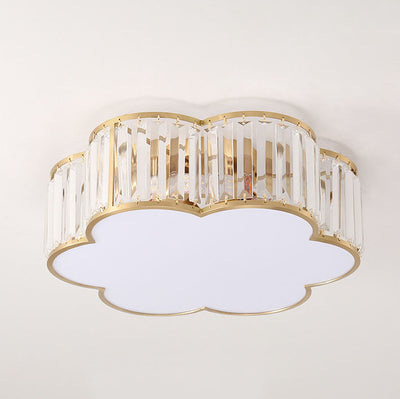 Modern Luxury Crystal Gold Geometric Shape 4/5 Light Semi- Flush Mount Ceiling Light