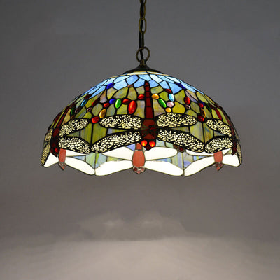 Tiffany Rustikale Glaskuppel-Hängeleuchte mit 1 Leuchte 
