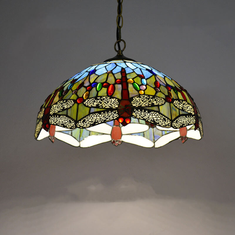 Tiffany Rustikale Glaskuppel-Hängeleuchte mit 1 Leuchte 