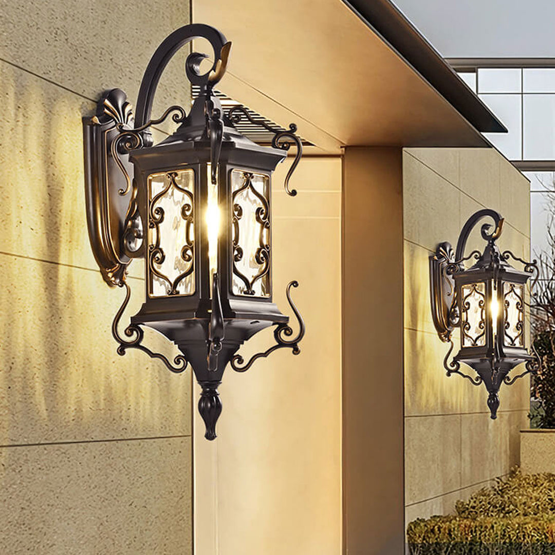 Lámpara de Aplique de Pared a Prueba de Agua de 1 Luz para Exteriores de Estilo Palacio Europeo 
