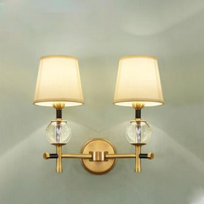 Modern American Brass Fabric 1/2 Light Wall Sconce Lamp