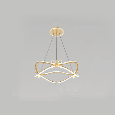 Modern Minimalist Wave Iron 3/4-Light LED Island Light Chandelier