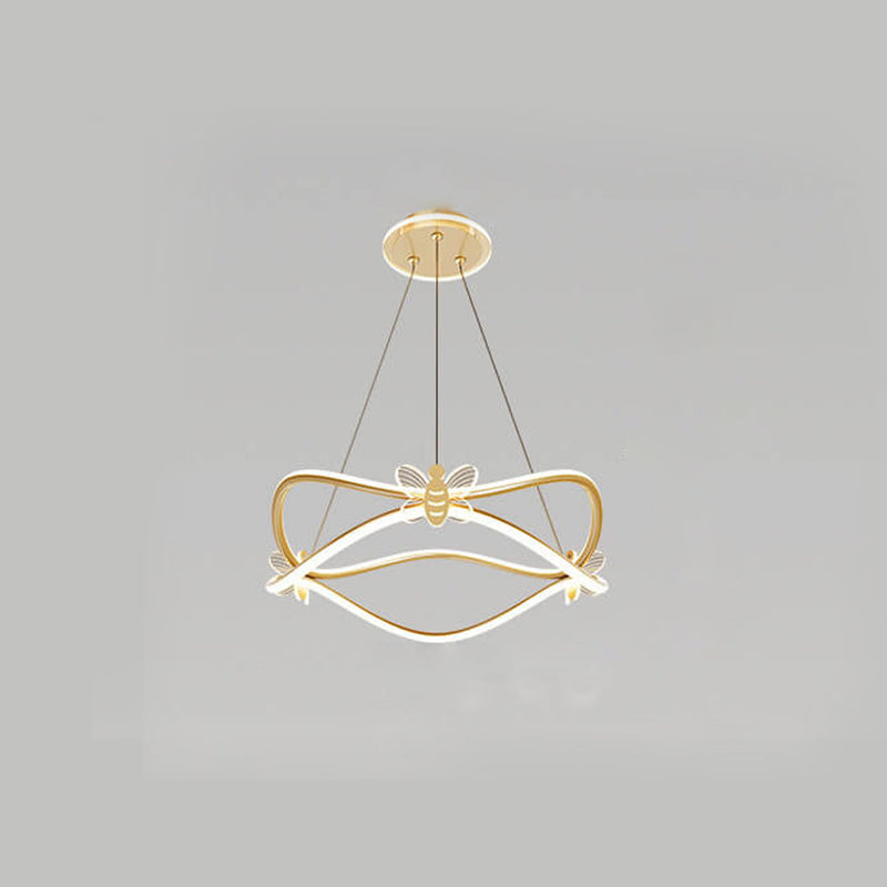 Modern Minimalist Wave Iron 3/4-Light LED Island Light Chandelier