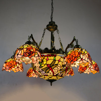 European Tiffany Vintage 9-Light Island Light Chandelier