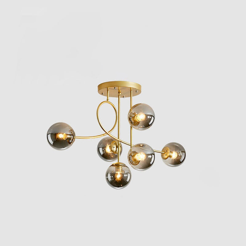 Nordic Light Luxury Magic Bean Glass Ball 6-Licht-Deckenleuchte mit halbbündiger Montage