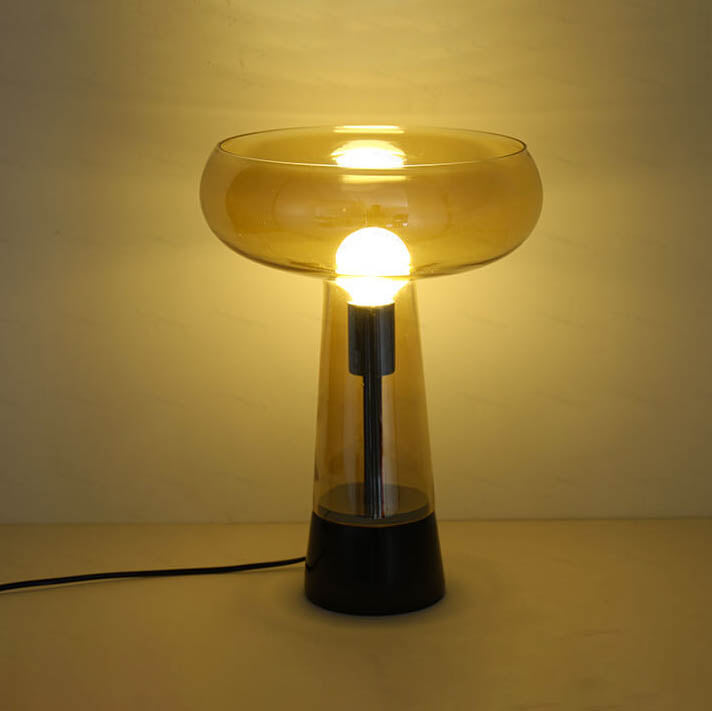 Lampe de table à 1 lumière avec colonne en verre créatif et base en marbre 
