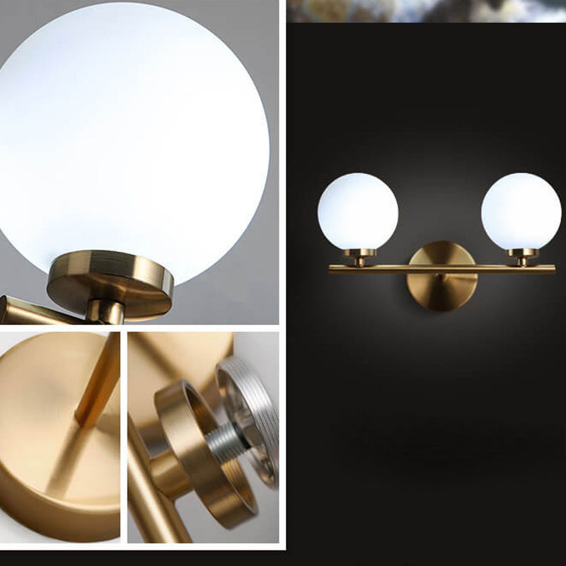 Nordic Creative Milk White Round Ball Metal Magic Bean 1/2/3 Light Wall Sconce Lamp