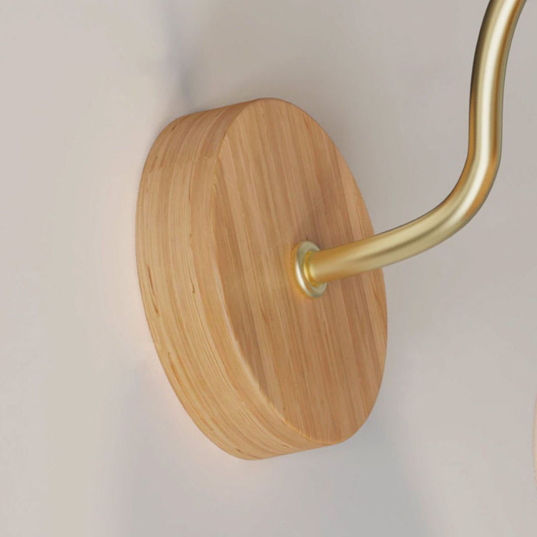 Moderne nordische 1-flammige Wandleuchte aus Eisen und Glas mit gestreiftem Rundholz für Wohnzimmer &amp; Schlafzimmer 
