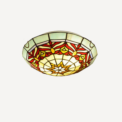 Europäische Tiffany-Buntglas-runde 2/3-Licht-Deckenleuchte zur bündigen Montage 