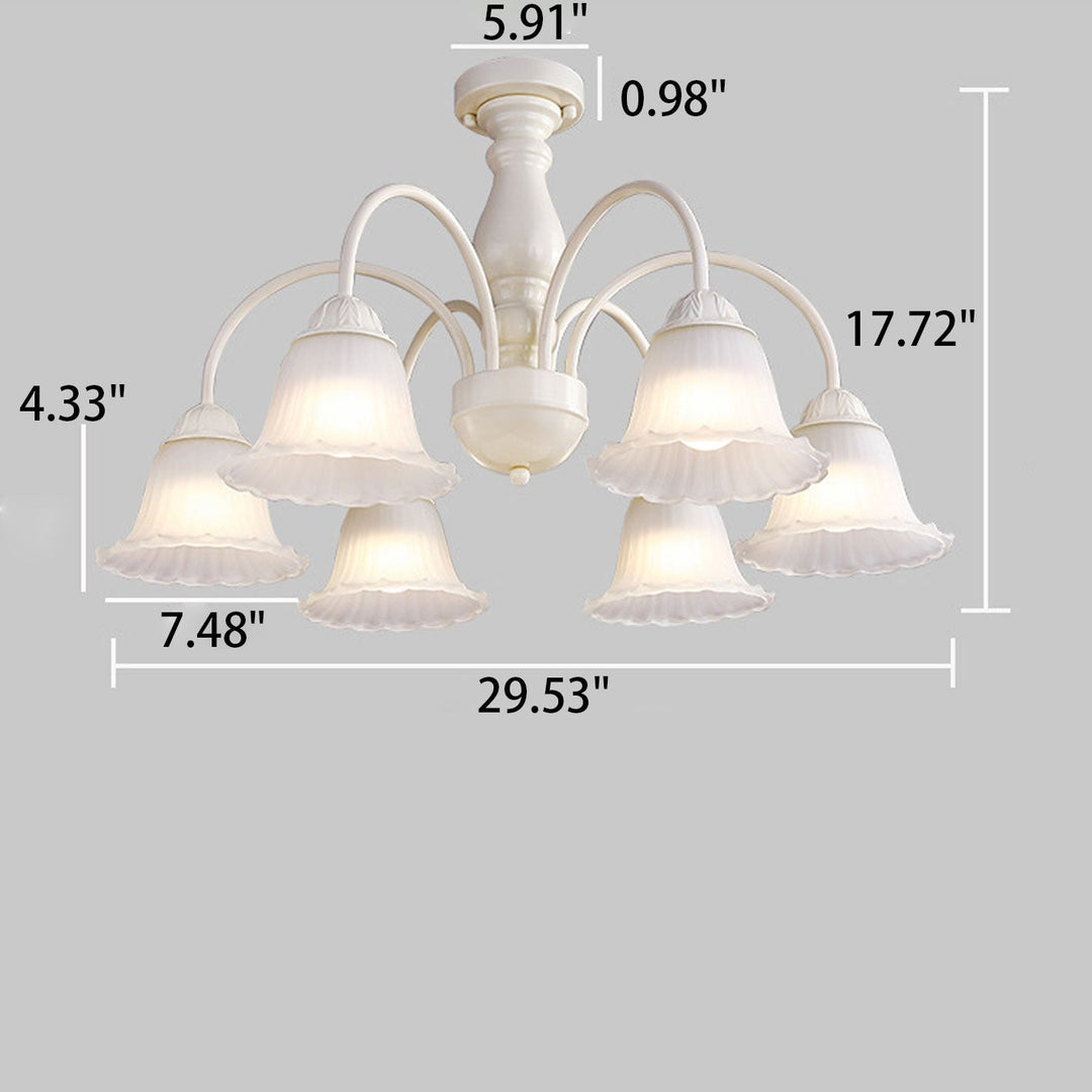 French Vintage Iron Glass 3/4/5/6/8-Light Island Light Chandelier